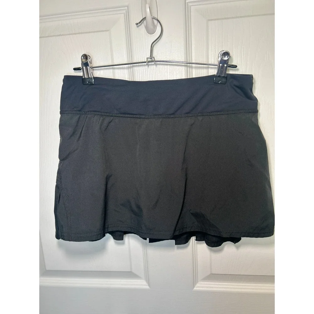 Lululemon Pace Setter Skirt 6 Black Ruffle Pleated Tennis Running Athletic Skort
